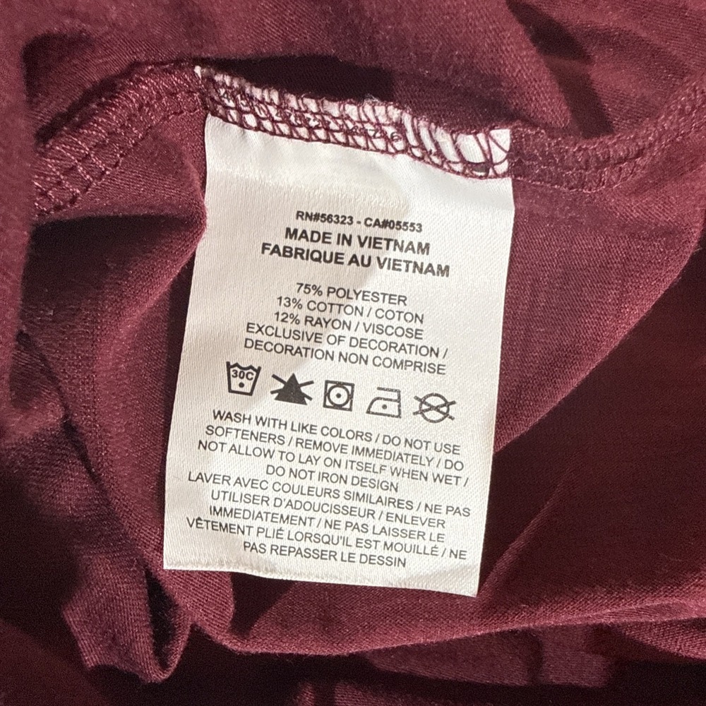Nike Yoga Dri-Fit Open Back SS Burgundy W/Shimmer Piping Feminine Relaxed Top - Picture 10 of 11